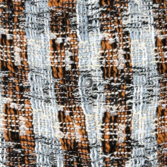 L'Agence Angelina Tweed Wool Blend Open Front Blazer in Blue/Orange Multi - Picture 6 of 9